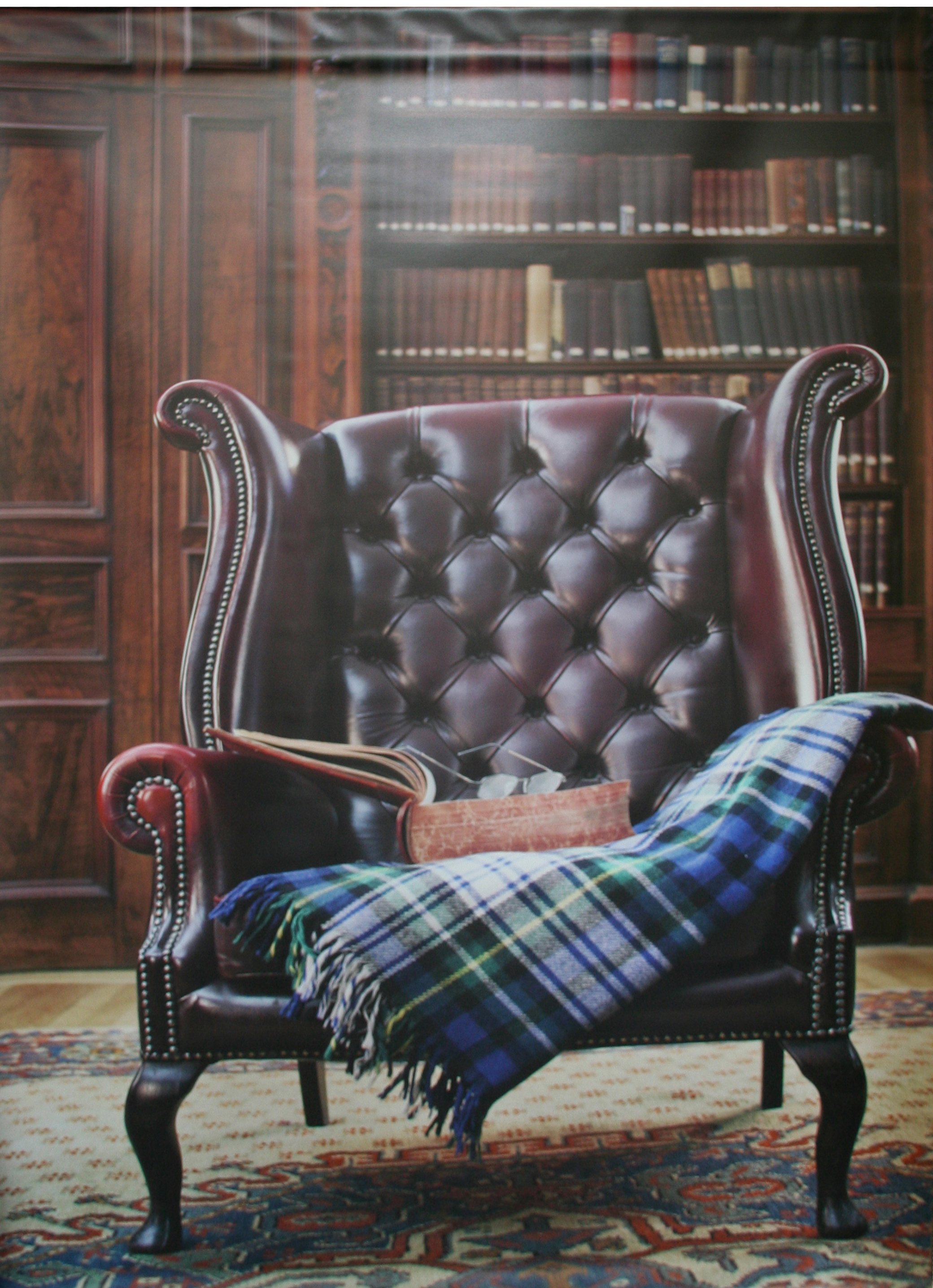 Banner "Bibliothek mit Sessel", 1,5 x 2,5m Lounge Deko